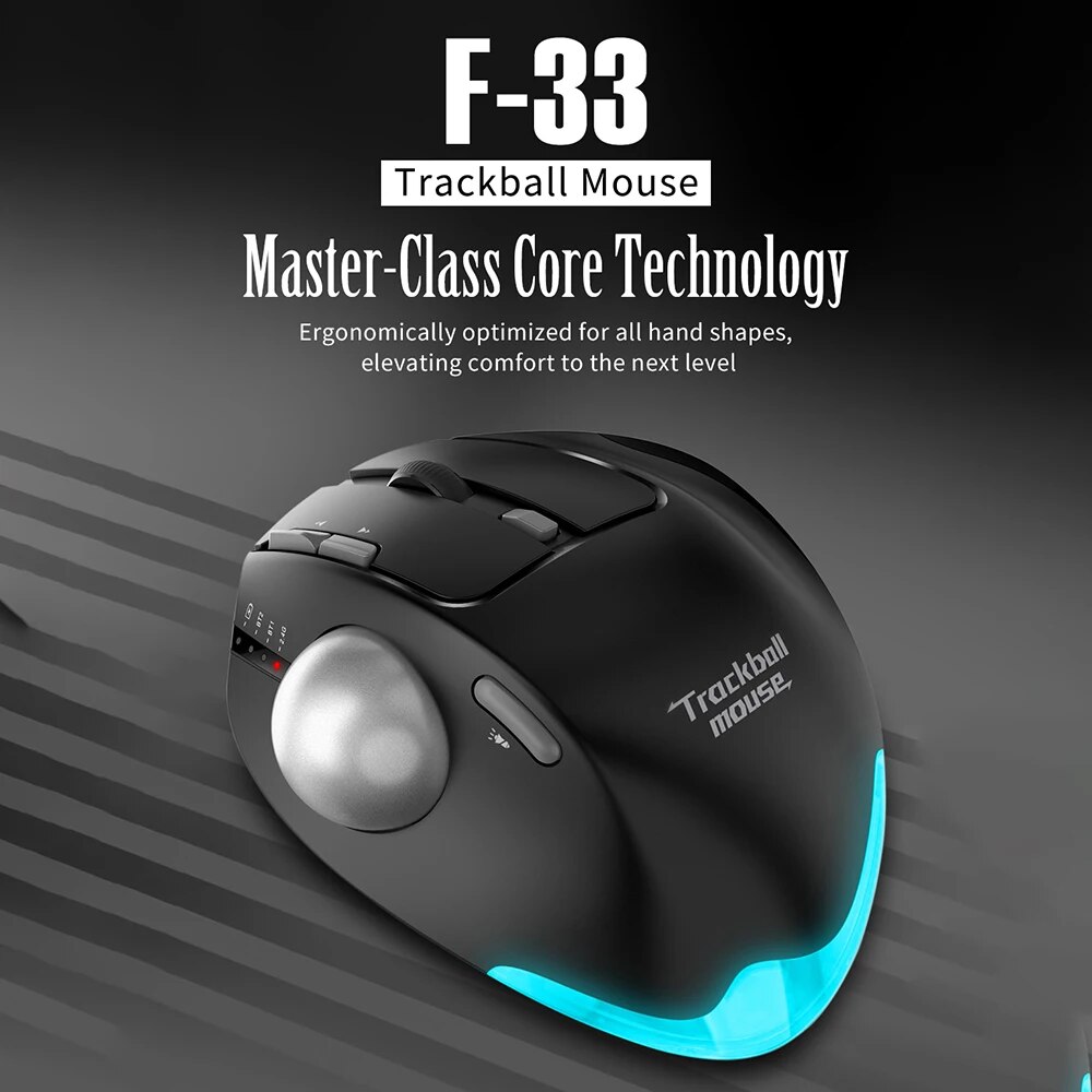 ZELOTES F-33 2.4G Wireless Trackball Mouse Bluetooth Mouse Easy Thumb Control Tracking Mice for Office Drawing Graphic Designer