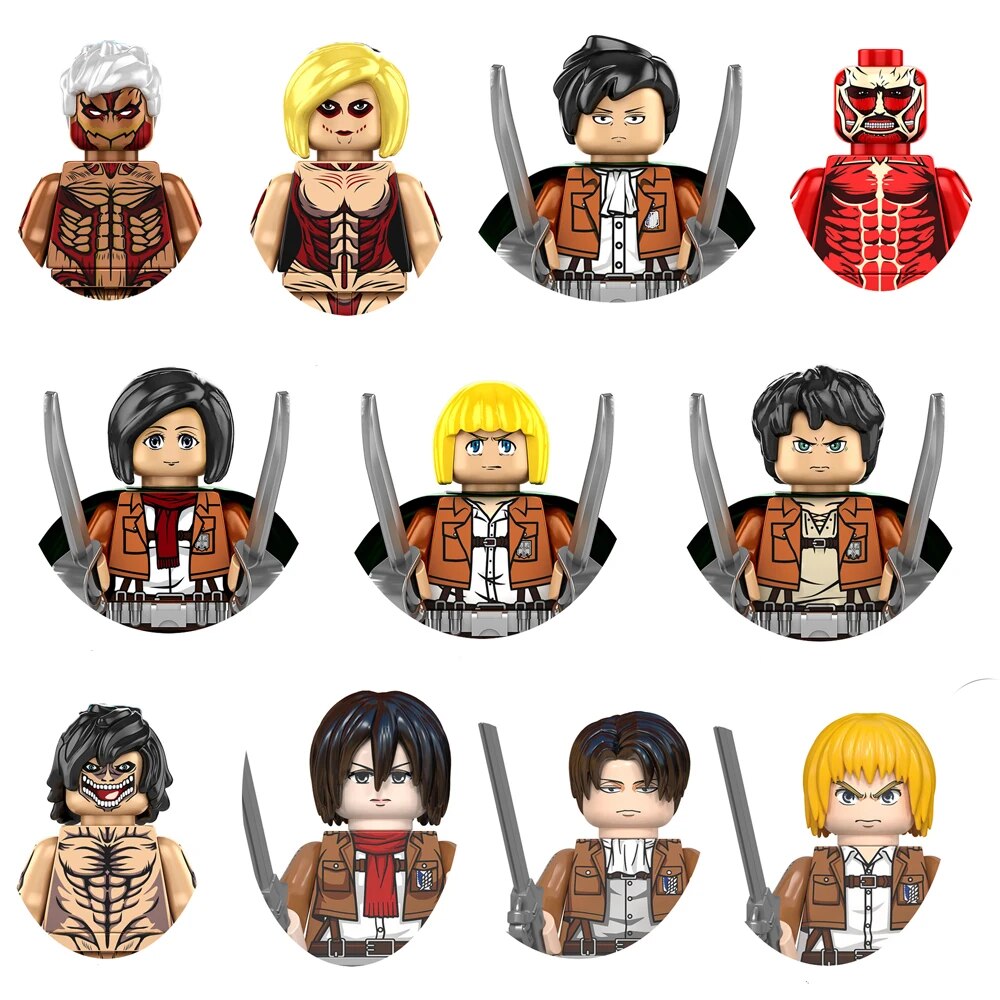 Attack On Titan Mini Action Figures Eren Jaeger Mikasa Ackerman Levi Ackerman Hot Anime Bricks Building Block Toys for Children