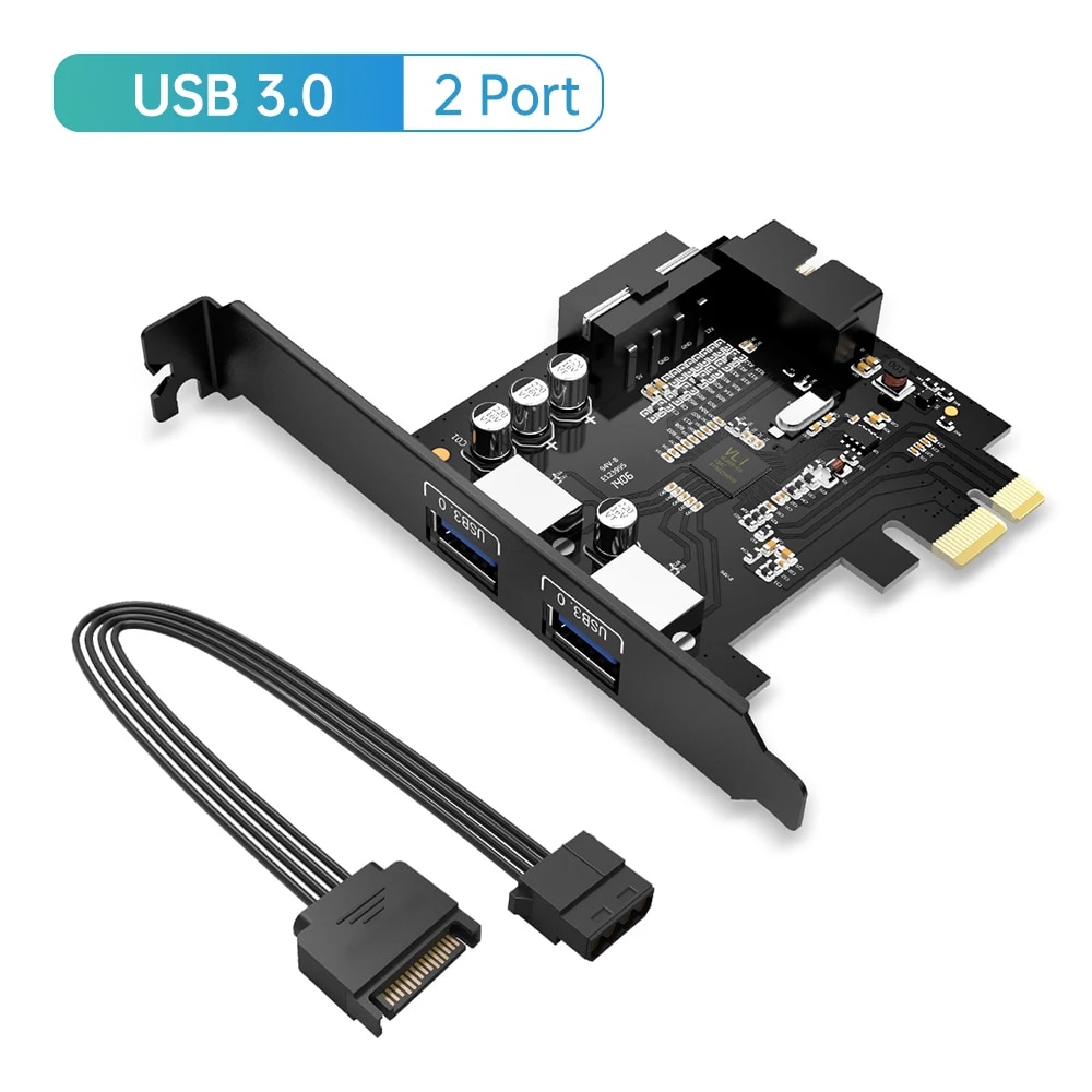 ORICO SuperSpeed 7 Port USB 3.0 PCI-E Express Card with a 15pin SATA Power Connector PCIE Adapt. 
