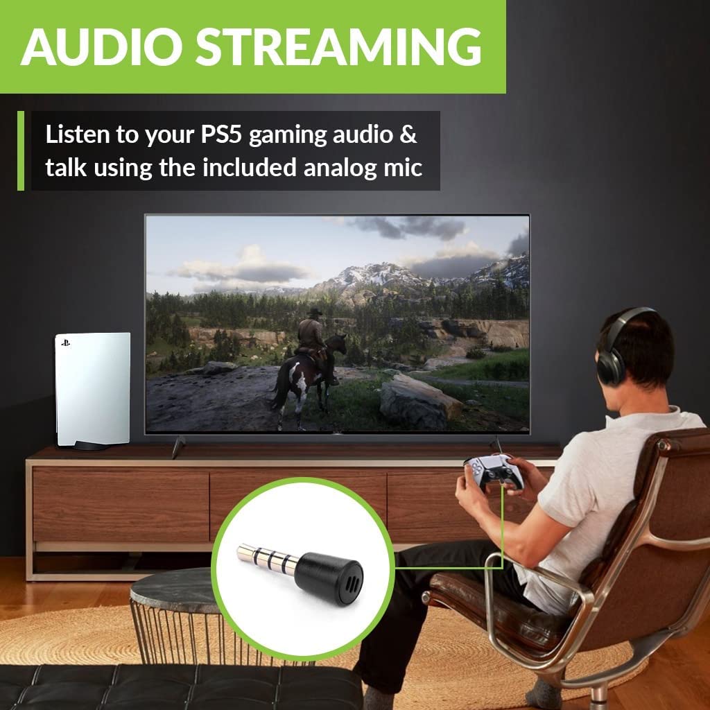 Avantree C81 USB-C Bluetooth Adapter for PS5 - Connect Headphones Wirelessly with aptX Low Latency Support and Included Mini Mic. 
