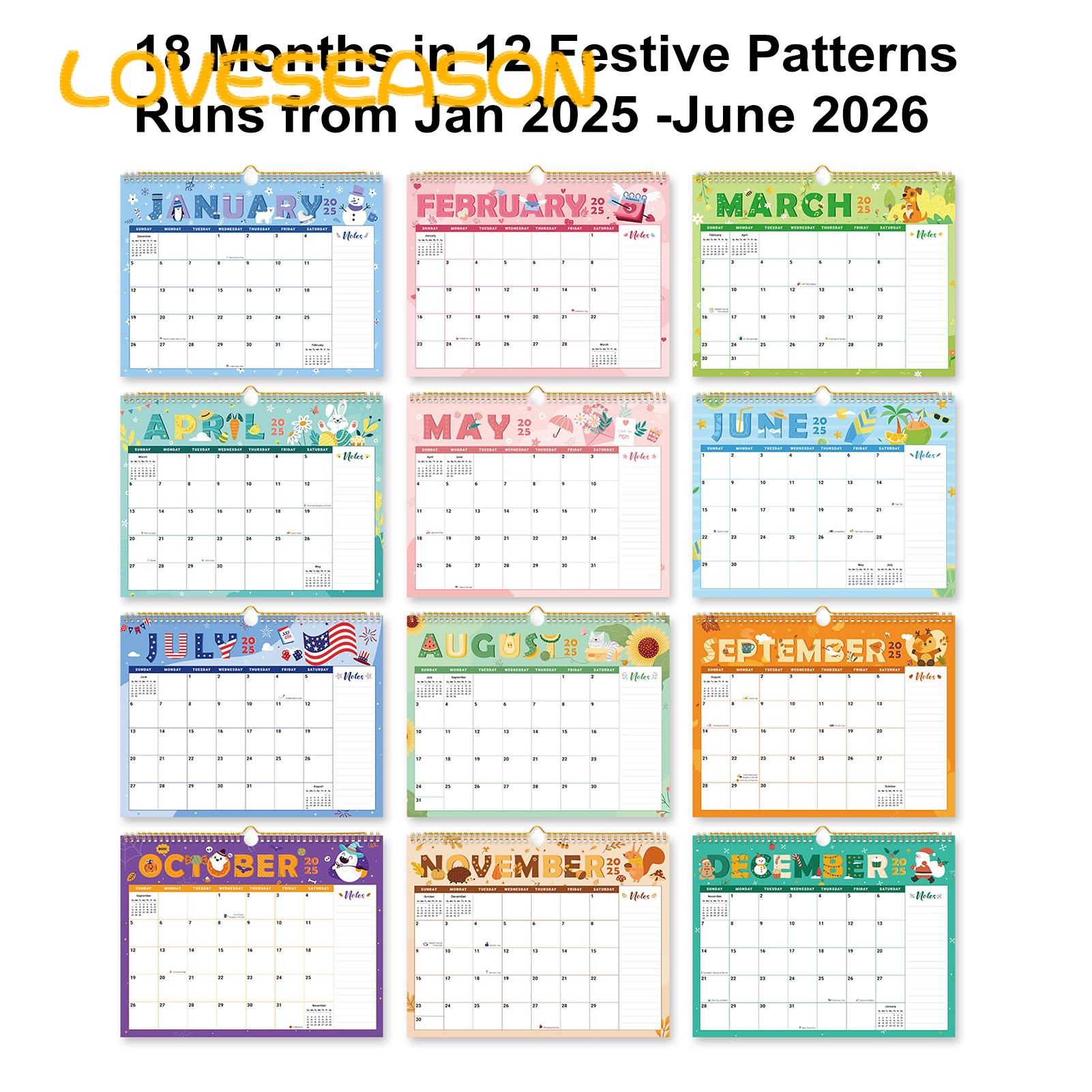 Flexible Wall Calendar 2025-2026 Large Hanging Wall Calendar for Home Office Planner 18-month Schedule Organizer 2025 to June 2026 Spiral Bound Wall Calendar. 
