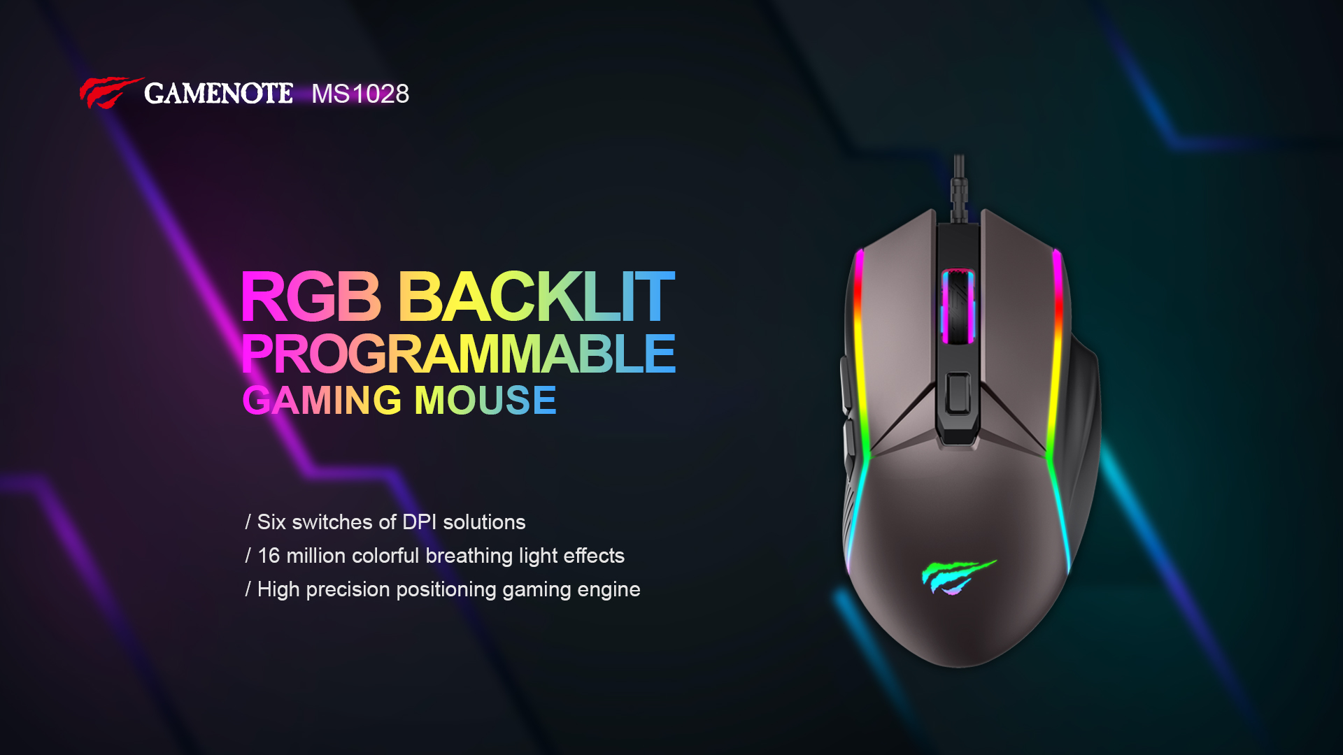 Havit MS1028 RGB Backlit Black Wired Gaming Mouse. 