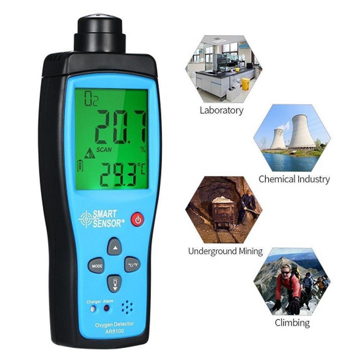 Portable O2 Air Detector AR8100 Alarm Oxygen concentration Measuring Instrument Meter. 