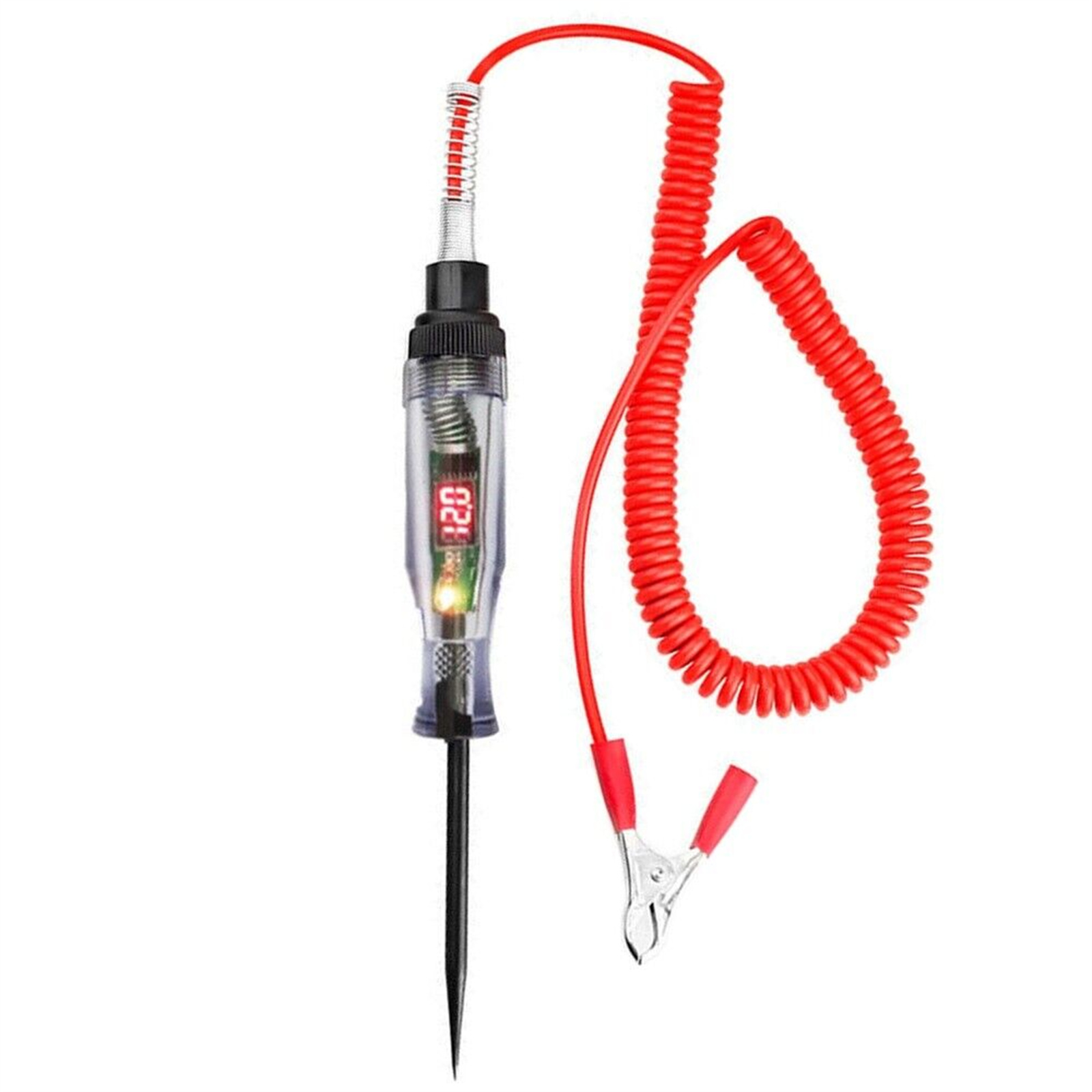 Qiunery Car Voltage Test Pen, 6V/12V/24V Auto Electric Tester With Steel Probe, Clip, Fault Testing Tool, 6.8" Pen Length Voltage Continuity Test For Most Cars. 