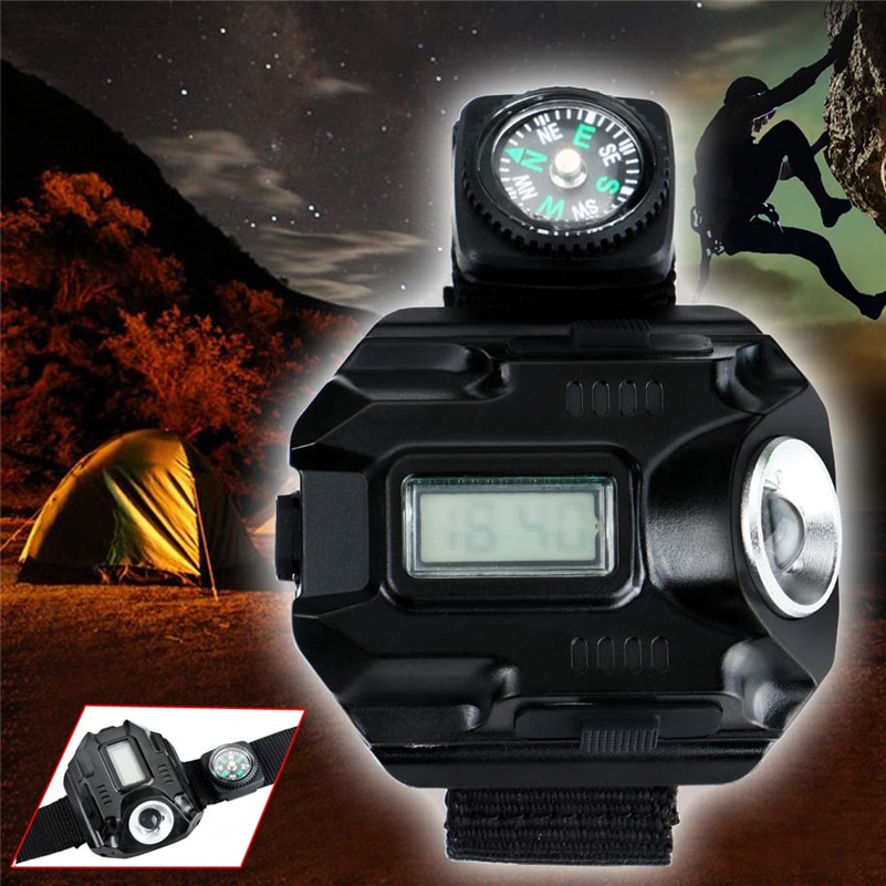 Watch Flash Light Led  LED clock tactical USB Chng Wrist Model Tactical Rechargeable with   Outdoor lamp - Multicolor. 