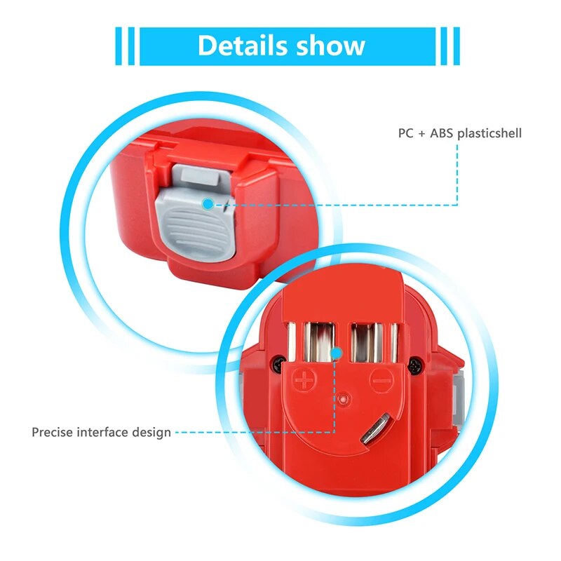 2-PACK For Makita 9.6V NI-MH PA09 Battery 6222D 9100 9120 9122 9133 9134 9135 6207D 6261D 6207D Replacement Power Tool Battery. 