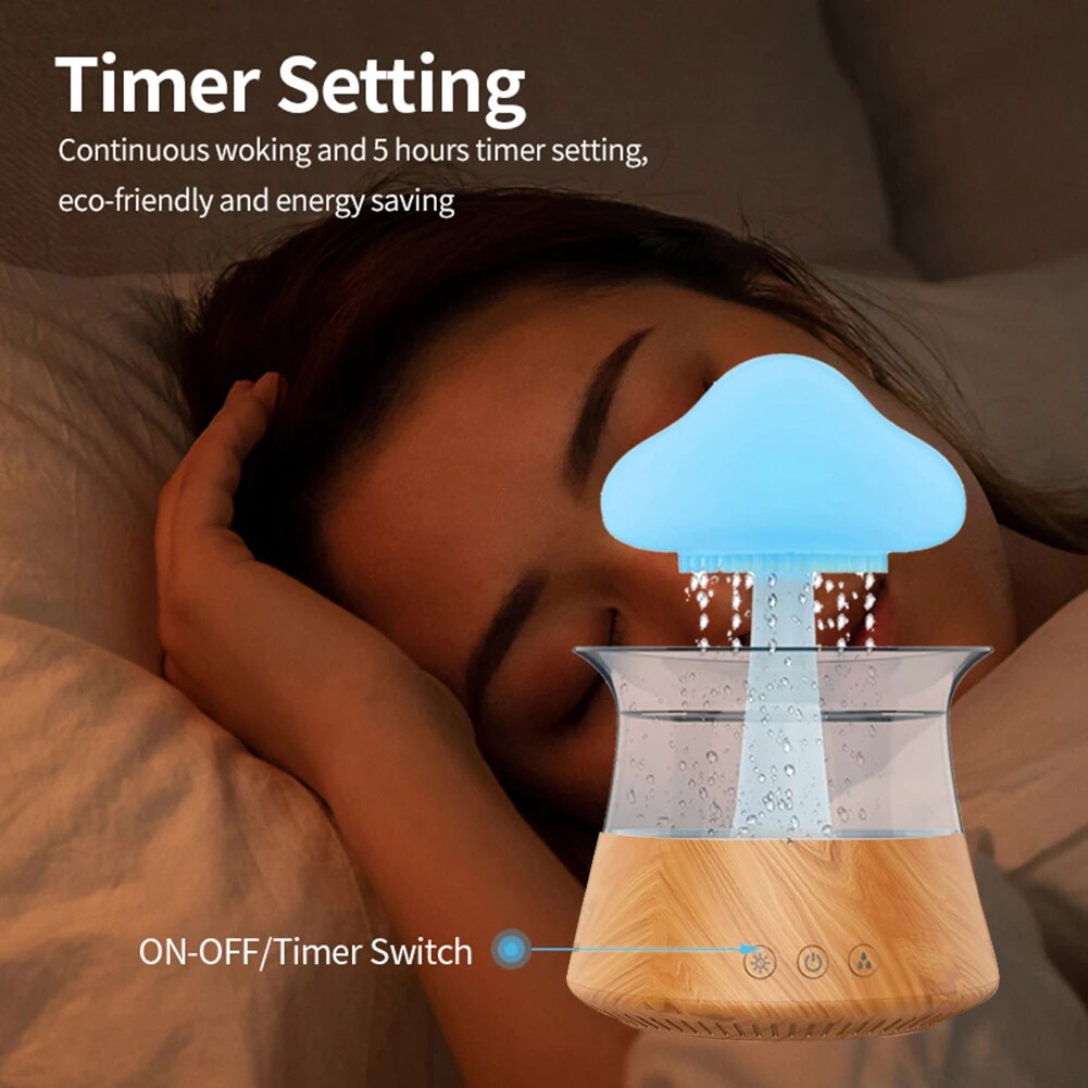 New Mushroom Rain Air Humidifier Rain Cloud Design 7 Colorful Night Light Aroma Diffuser USB Air Diffuser Rain Drop Humidifier. 