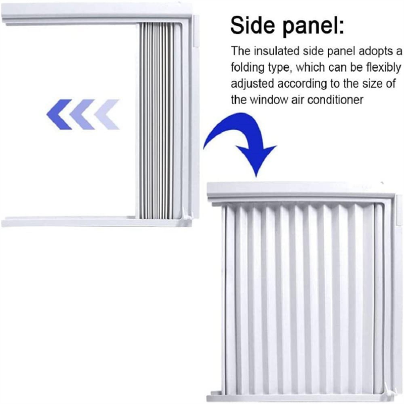 Window Air Conditioner Side Panels With Frame, Room AC Accordion Filler Curtain Kit Replacement Adjustable With Frame. 
