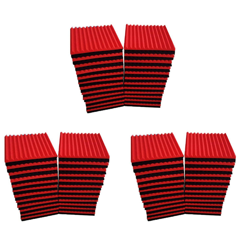 144 Pcs Sound Insulation Board Acoustic Panel Studio Foam Wedge Fireproof Soundproof Cushion Wall Board,2.5 x 30 x 30cm