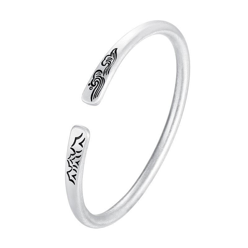 Ancient method of mountain alliance, couple's bracelet, frosted ring, solid ring, young style, literary and Chinese style open bracelet