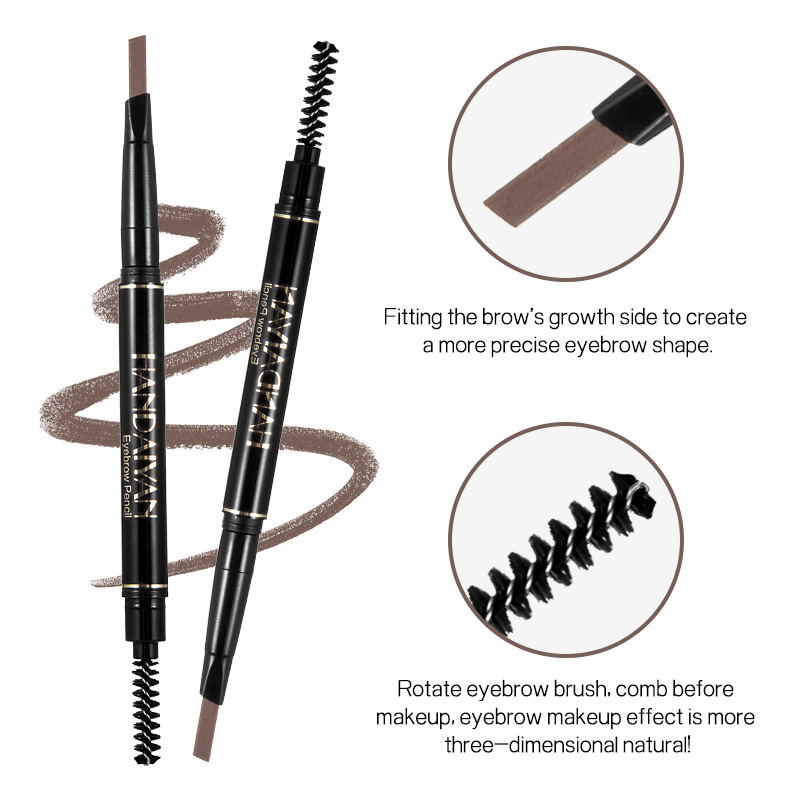 HANDAIYAN  Waterproof Eyebrow Pencil Dark Brown, Premium Eye Brow Pencil Brn with Spoolie Brush, Longwearing for Perfect Brows. 