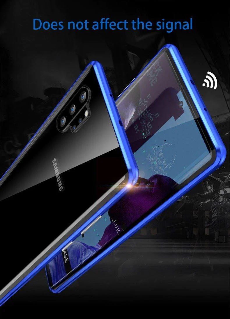 Samsung Galaxy Note 10 Plus / Samsung Galaxy Note 10 Pro - 360 Degree Magnetic Adsorption Case Metal Frame Tempered Glass Back with Built-in Magnet Cover