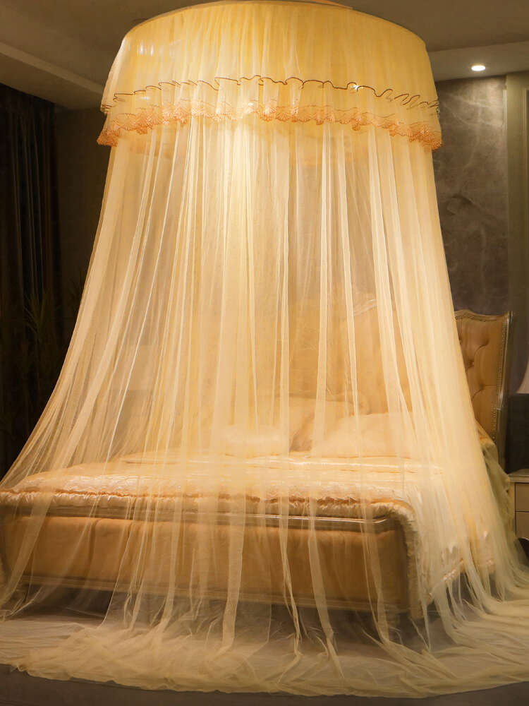 Dome suspended ceiling, floor to ceiling Korean style circular 1.5m princess double size 1.8m mosquito net, free of installation for household use. 