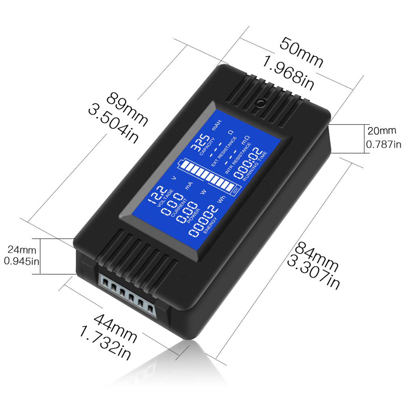 OUMERY 2X DC Multifunction Battery Monitor Meter LCD Display Power Meter (Widely Applied to 12V/24V/48V RV/Car Battery). 