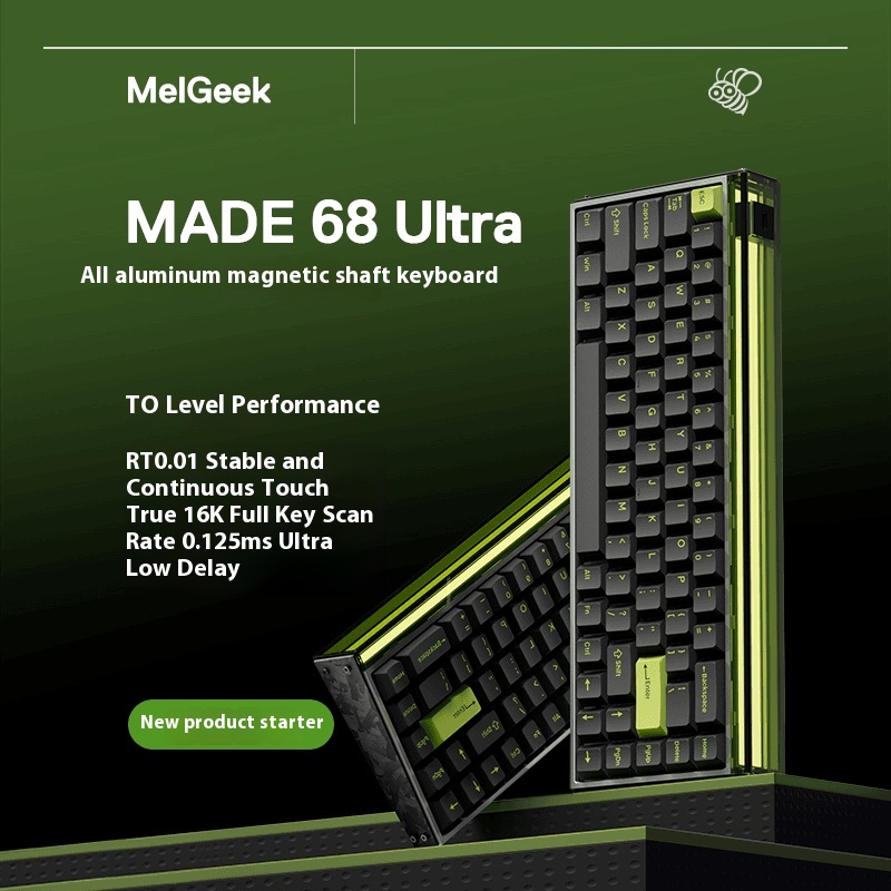 Melgeek Made68 Ultra Keyboard E-Sport Dual-8K Scanning Rate with 8K Polling Rate CNC Aluminium 0.01mm RT SOCD DKS Snap Tap RGB. 