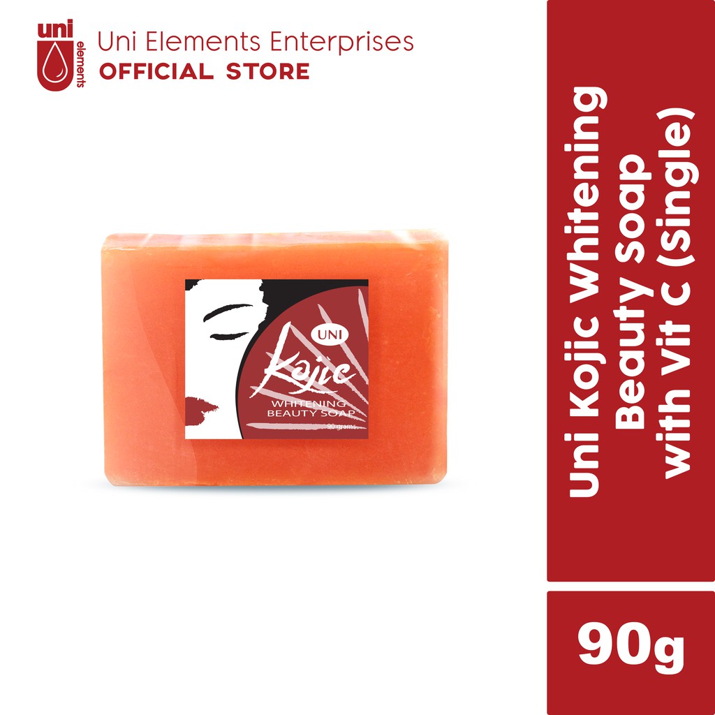 Kojic Whitening Soap with Vitamin C permanent whitening (Men & Women) face and body soap for instant result of popular Philippine's Uni brand 90 gm,  Lightening, Instant whitening, tan removal, pigmentation reducing soap bar. 