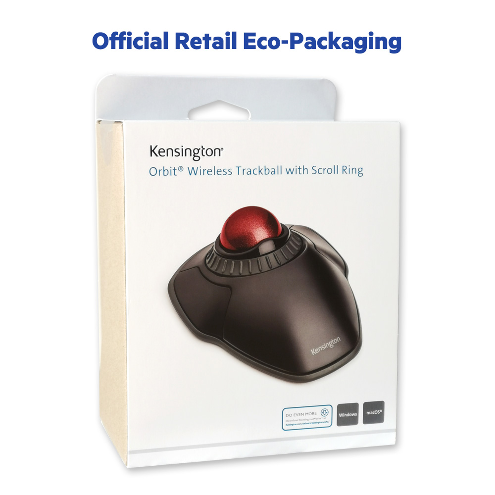 Kensington Wireless Trackball Original Orbit Mouse 2.4GHz+Bluetooth with Scroll Ring for AutoCAD K70992/K70993. 