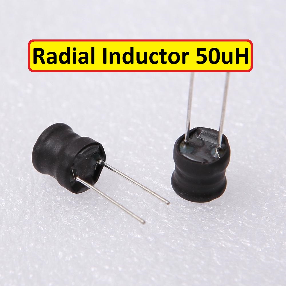 5Pcs- RADIAL Type 50uH Inductors 50uH Magnetic Core Drum Core Choke Power Inductor Through Hole 2 Pin Leads Terminals Connections Leg. 
