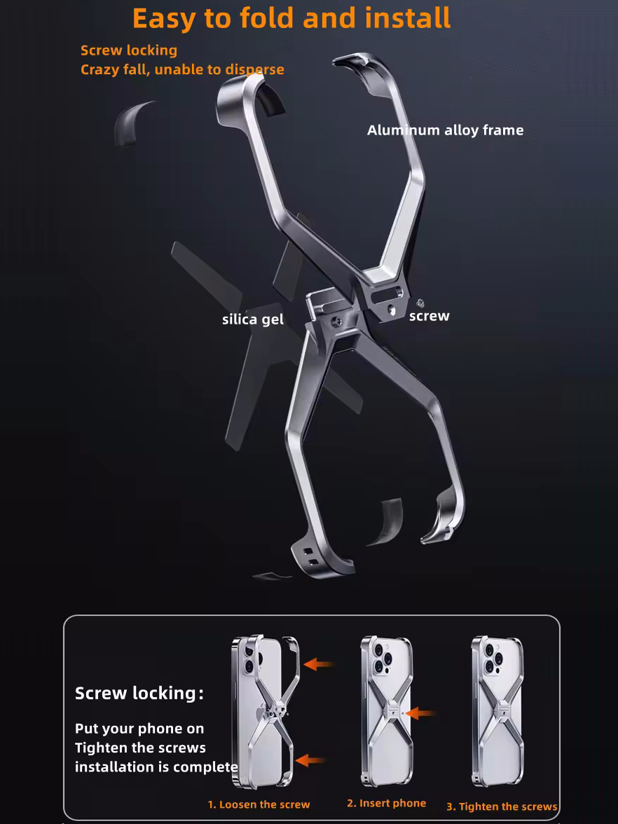 Aluminum Alloy X-shaped Metal Frame for iPhone 15 Pro Max 14. 