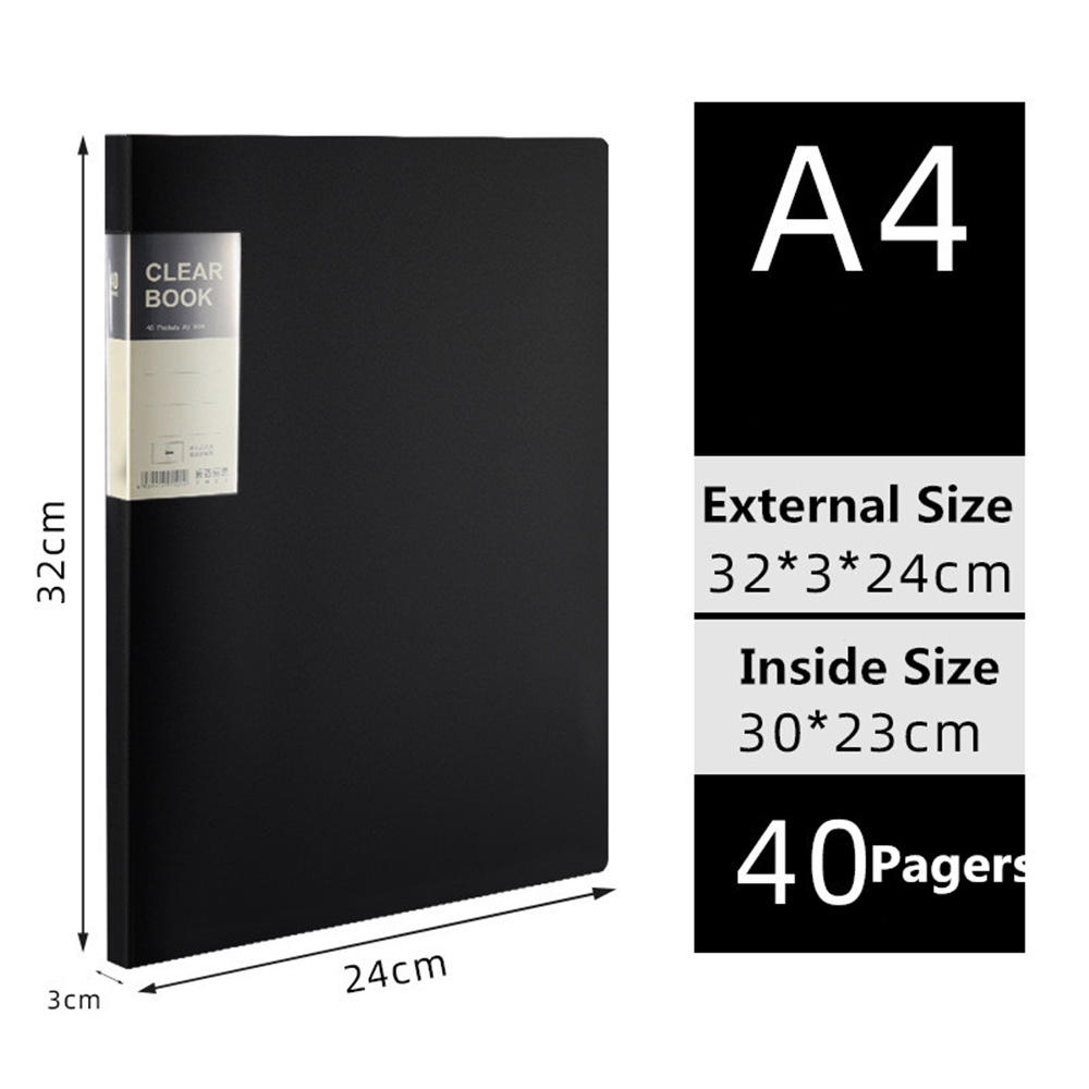 Plastic cover A4 File Folder Display Book Convenient Transparent Insert Paper 20 pages Paper Document Organizer 40 pages 30. 