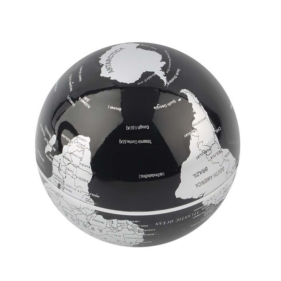 C shape LED World Map Decoration Magnetic Levitation Floating Globe Light-black UK Plug. 