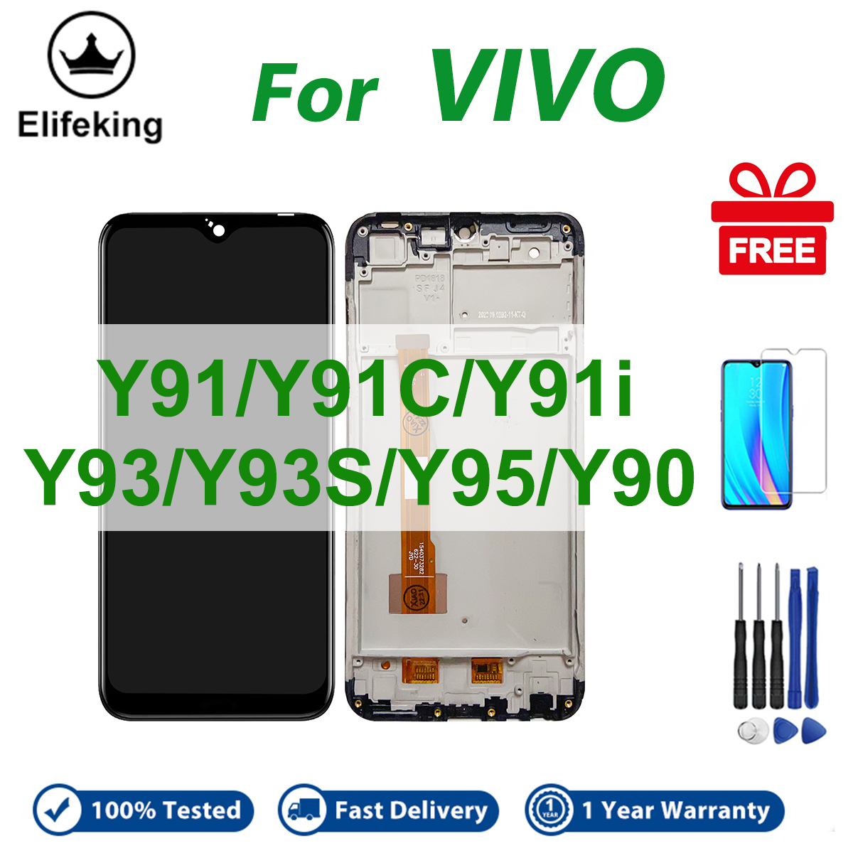 LCD With Frame For Vivo Y91 Y91c Y91i Y93 Y93s Y95 Y90 Display Touch Screen Digitizer Assembly Replacement Parts