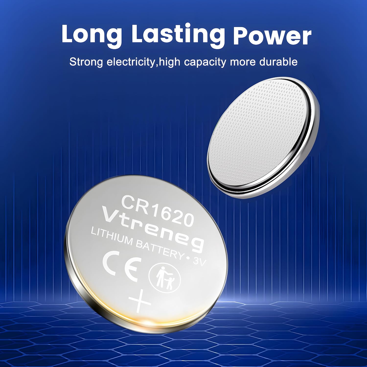 10 pack CR1620 battery, 1620 3V lithium coin button battery for key fob Airtag watch car remote battery