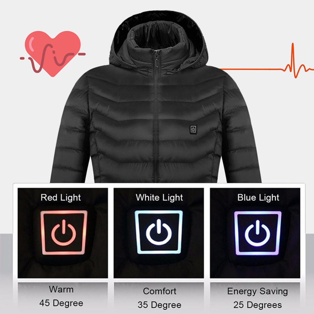 4 Heated Vest Jacket Fashion Men Women Coat Clothes Intelligent Electric Heating Thermal Warm Clothes Winter Heated Hunt-Black. 