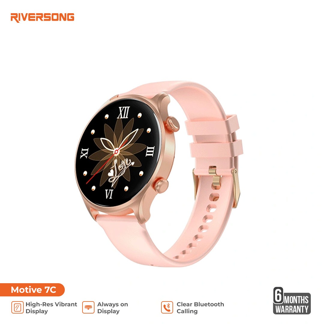 Riversong Motive 7C, High resolution Screen with Always on Display, Crown Navigation and 100+ sports mode, IP68 waterproof