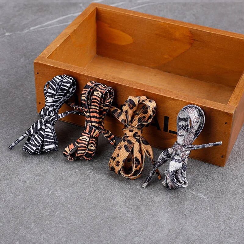 Classic Animal Patten Print Shoelace Creative Unisex Sneakers Canvas Shoe Lace Flat Leopard Zebra Tiger Snake Shoelaces Strings. 