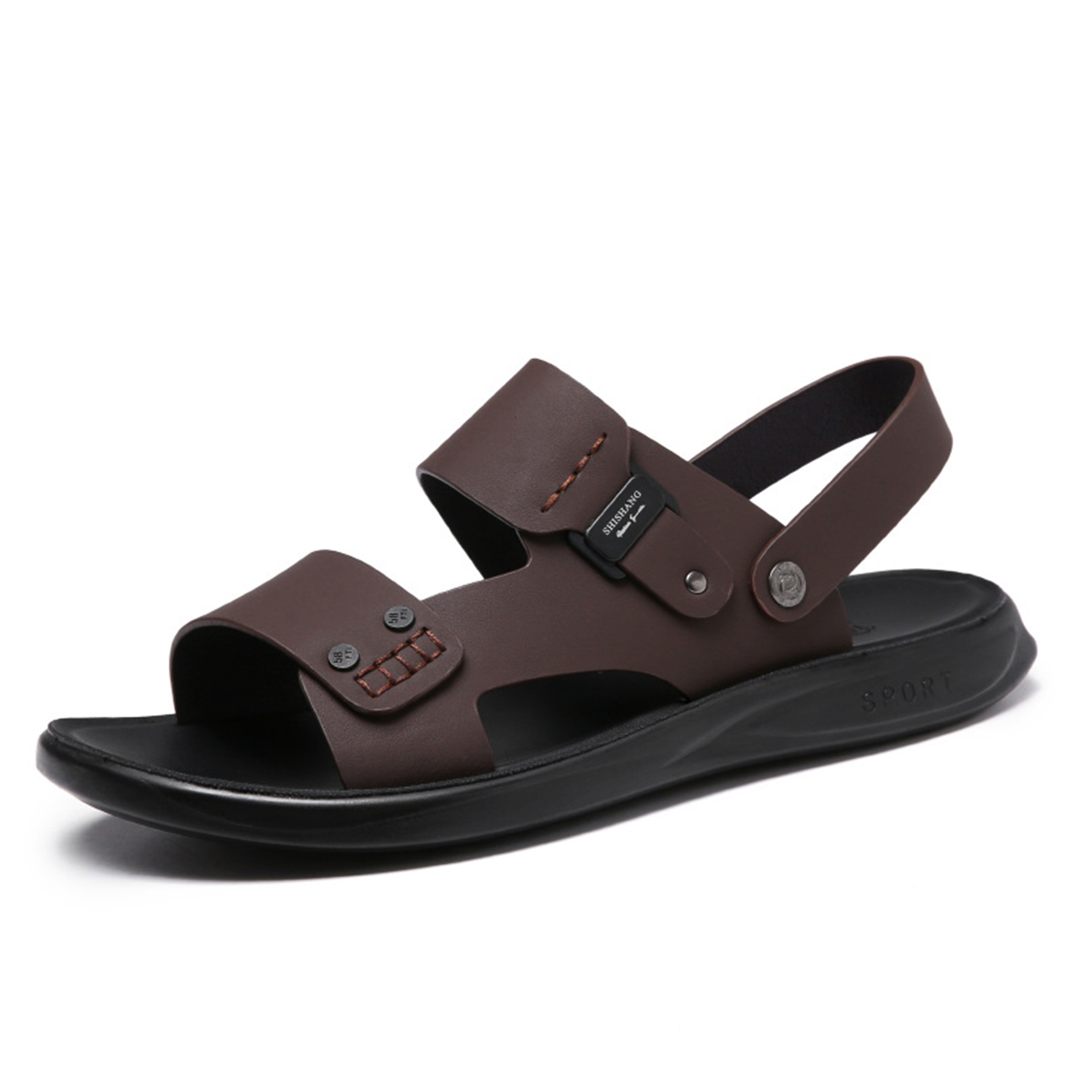 New Stylish Fashionable A T Leather Sandal for Men-Chocolate
