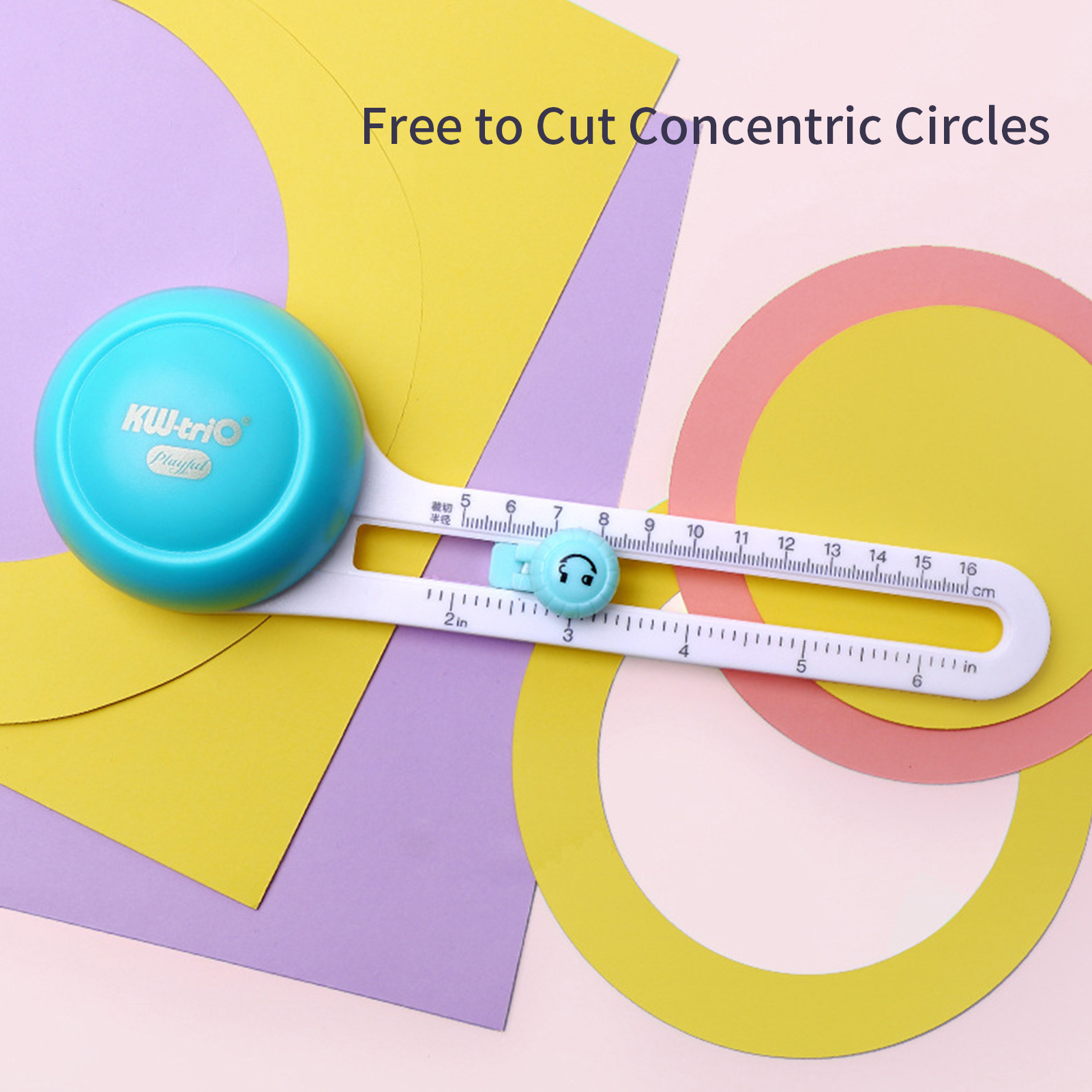 KW-triO Circular Paper Cutter Rotary Circle Cutter Manual Round Cutting Tool Paper Trimmer Scrapbooking Tool with Replacement Cutter Head for DIY Paper Cards Craft Supplies Sewing Tool. 