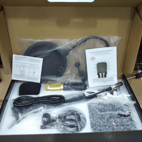Legendary Vocal Condenser Microphone Bundle BM-800 Mic Kit with Live Sound Card Adjustable Mic Suspension Scissor Arm Shock Mount and Double Layer Pop Filter For Studio Record and Broadcasting. 