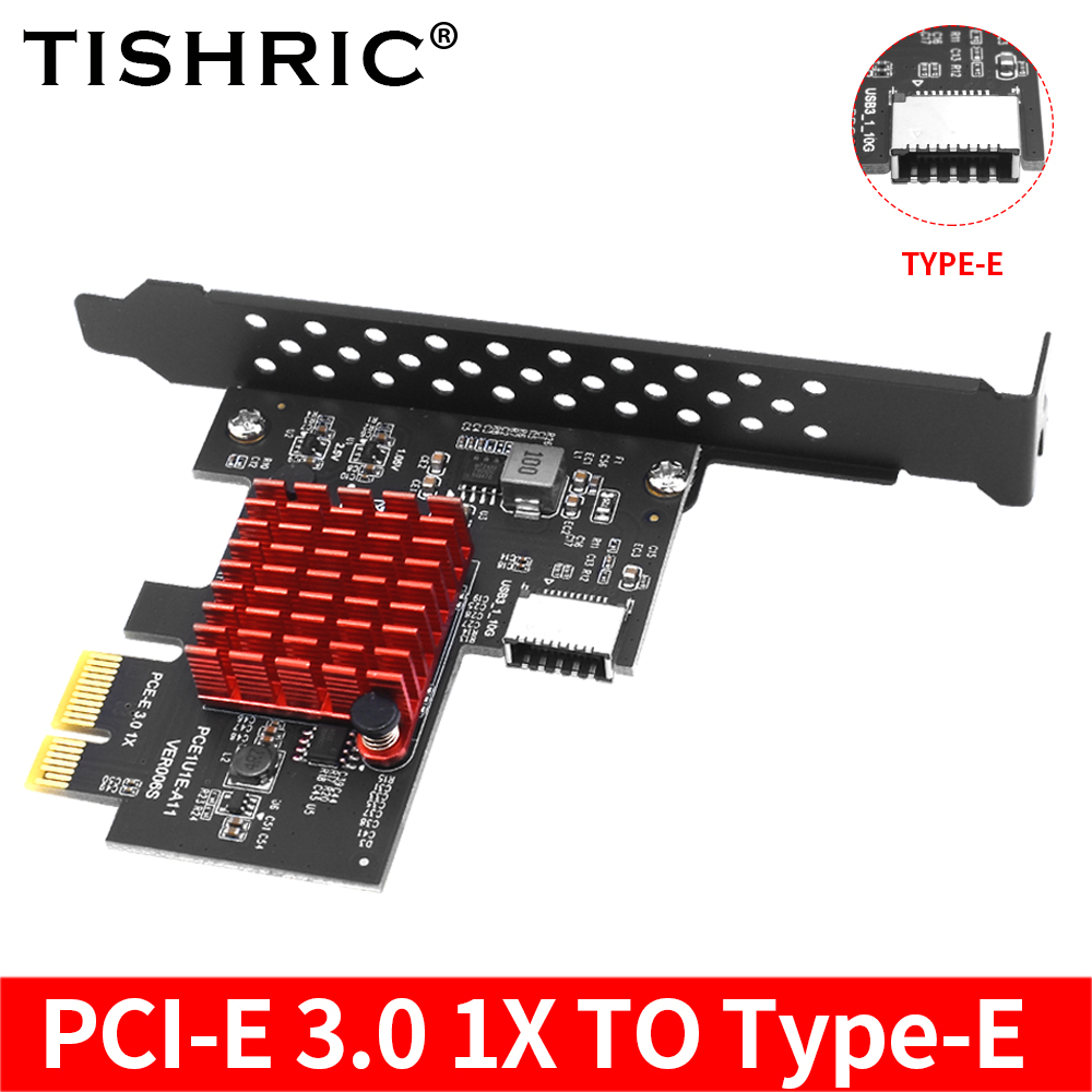 TISHRIC PCIE USB 1X to Type-E Expansion Card PCI E X1 X16 ASM3142 Add On Cards Support Windows 8 10 32/64Bit PCIE Type C Adapter. 