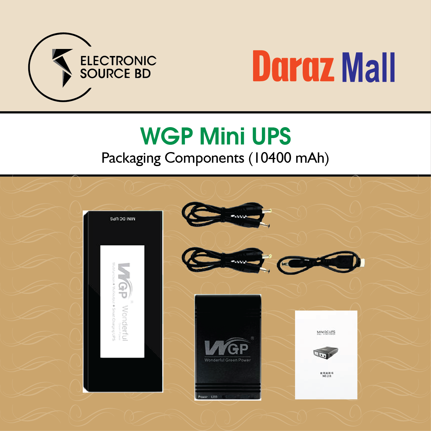 WGP Mini UPS 10400 mAh DC UPS for Router, Onu, CCTV_ 5 9 12 Volt Output. 