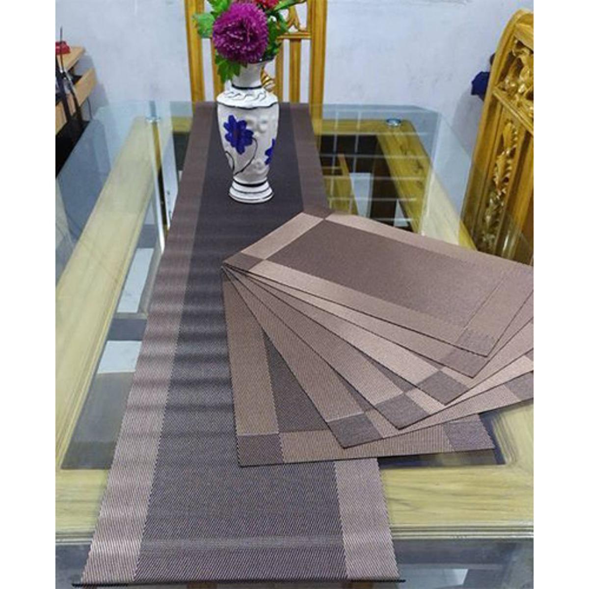 Dining Table Runner With 6 Pieces Mat - Elegant Table Runner Set For Your Dining Table. 