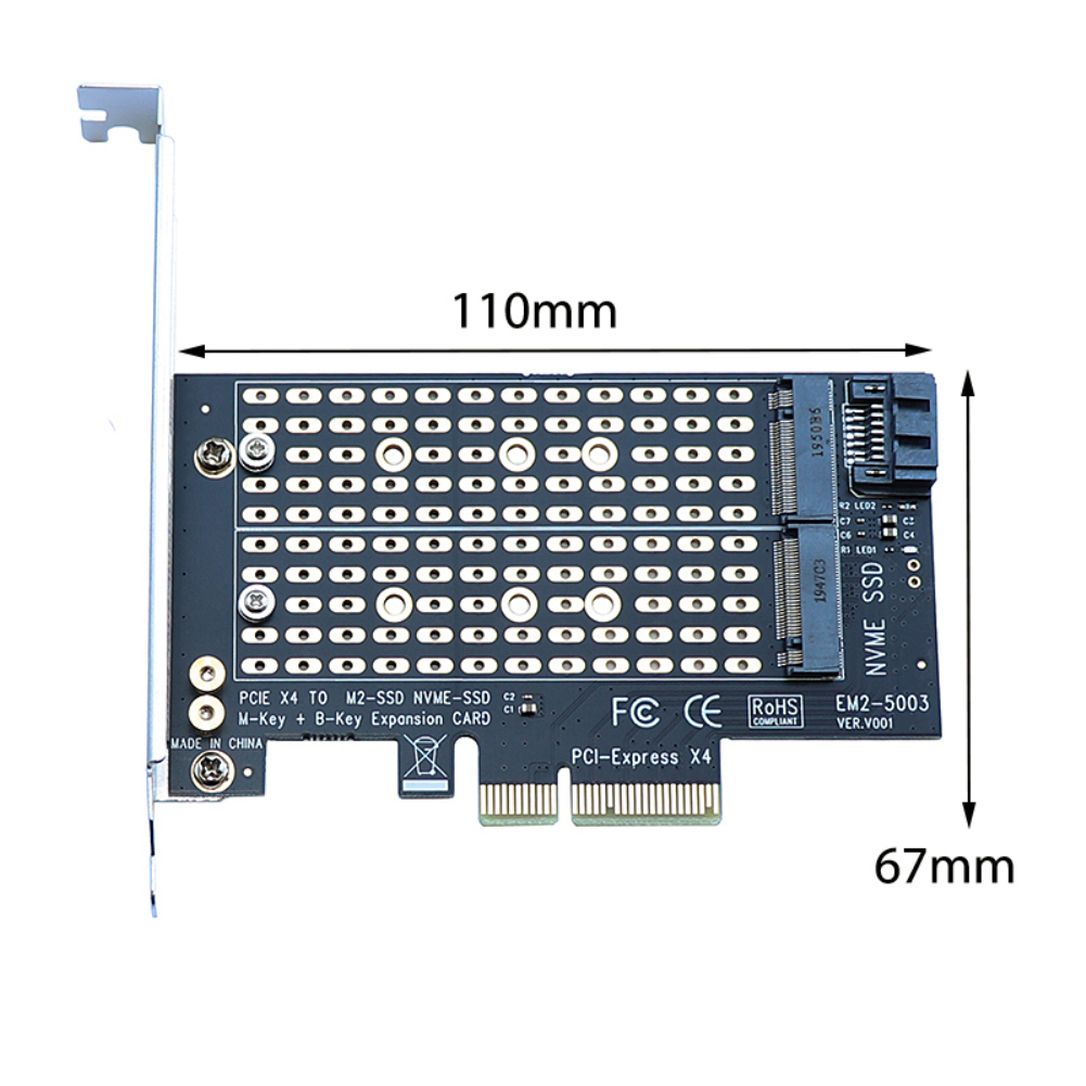 Add On Cards PCIE to M2/M.2 Adapter SATA M.2 SSD PCIE Adapter NVME/M2 PCI E Adapter SSD M2 to SATA PCI-E Card M Key +B Key with wear-resisting property. 
