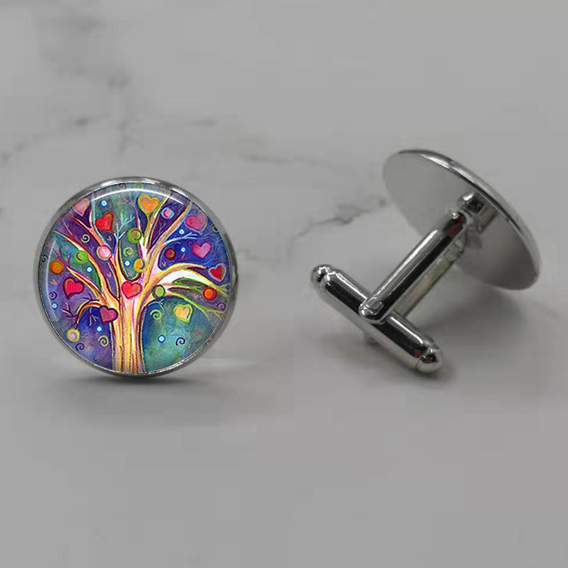 【L9cylhe Store】Tree of Life Men's Cufflinks Men's Best Cufflinks Set Wedding Tree Set Shirt Cufflinks Men's Accessories