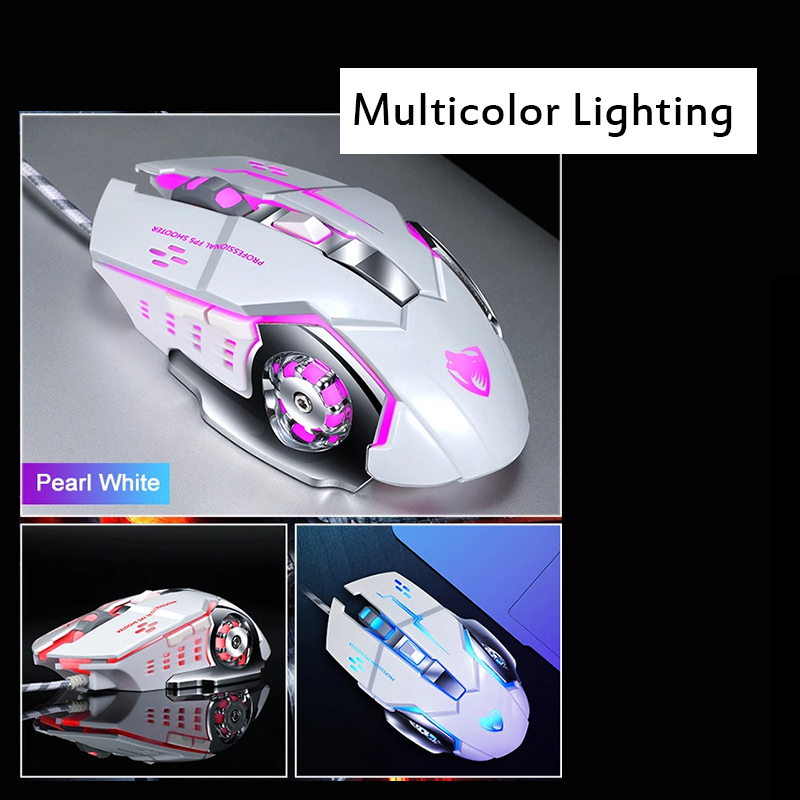 Gaming Mouse With Lighting Twolf V-6 White Mouse - Elevate Your Gaming Setup With Stylish White Mouse. 