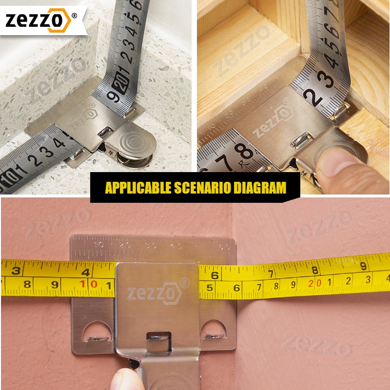 Tape Measures Positioning Clip Corner Edge Clamps Fixed Measurement Accurate Reading Stainless Steel Tape Measurement Dropship. 