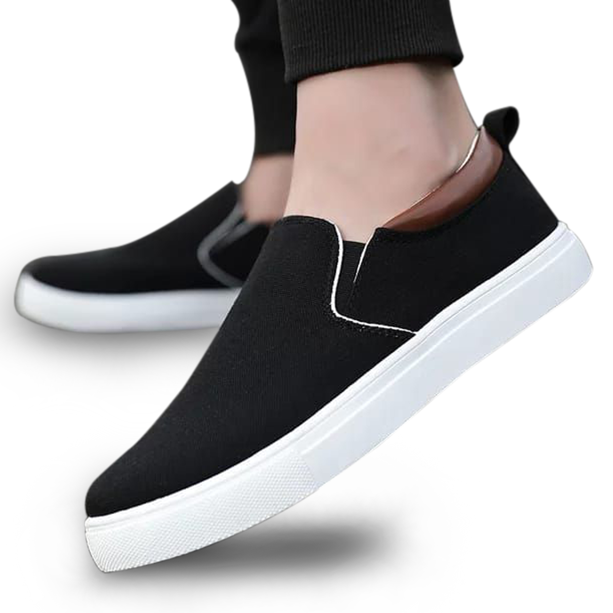 Step Out in Fashion with Black Grey Blue and Khaki Korean Canvas Sneakers Shoes for Men - Perfect for Every Season Casual Slip-On Comfort and Style