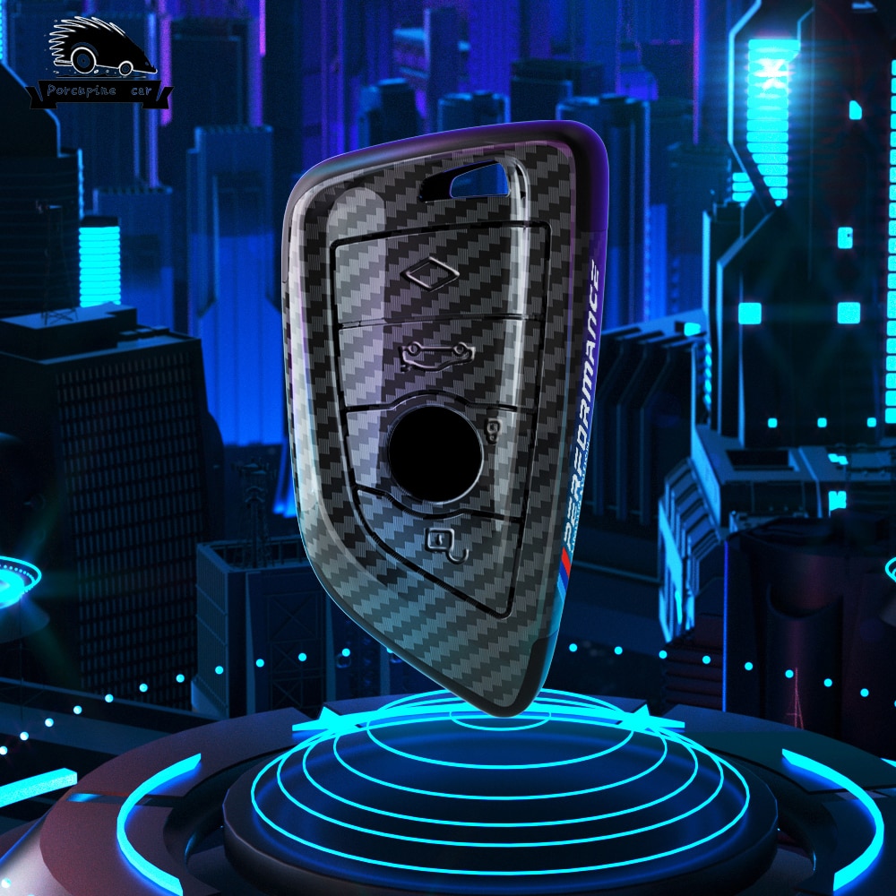 PC Carbon Fiber Style Car Key Case Cover Shell Fob For BMW X3 X5 X6 F30 F34 E60 E90 F10 E34 E36 F20 G30 F15 F16 1 3 5 7 Series. 