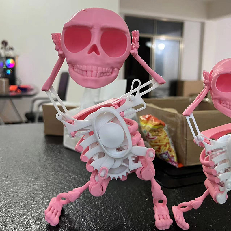 3D Printing Dancing Pink Skull Skeleton Amazing 3D Printed Dancing Skeleton Toy Mystic. 