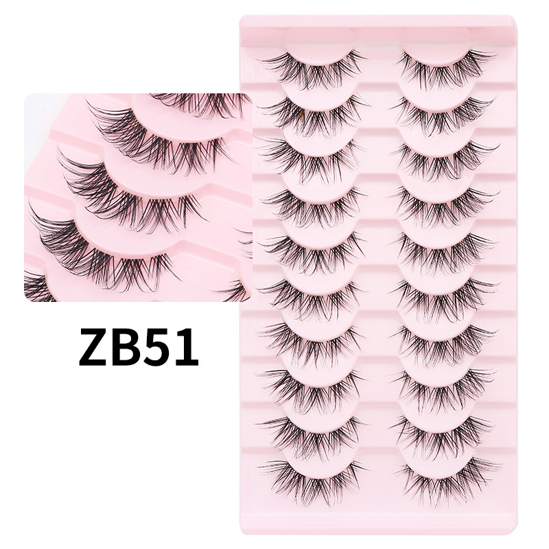 Dingsen False Eyelashes Factory Cross-Border Single Fish Line Stem Segmented Eyelashes Net Red Fox Series One Piece Eyelash. 