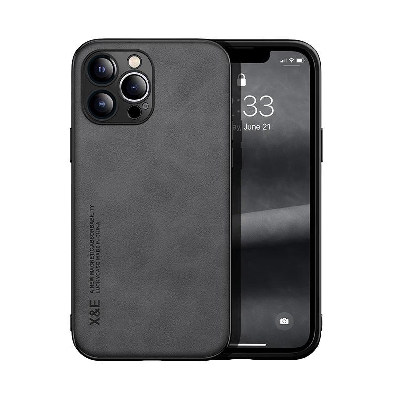For iPhone 13 14 11 12 X XS XR Pro Max iphone 7 8 Plus SE 2020 Case Goatskin plush ultra-thin magnetic patch holder 360° full protection Back cover car navigation bracket casing