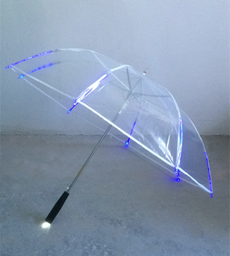 New 8 Rib Light up Blade Runner Style Changing Color LED Umbrella with Flashlight Transparent Handle Straight Umbrella Parasol. 
