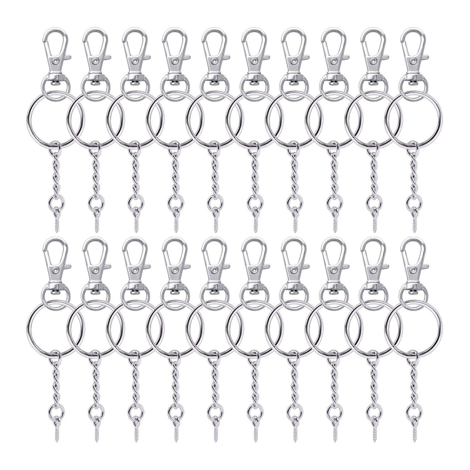 Snap Hook Lobster Claw Clasp-50 * Pieces Key Rings with chains ,open jump rings and screw eye pins
50 * swivel lobster clasps-. 