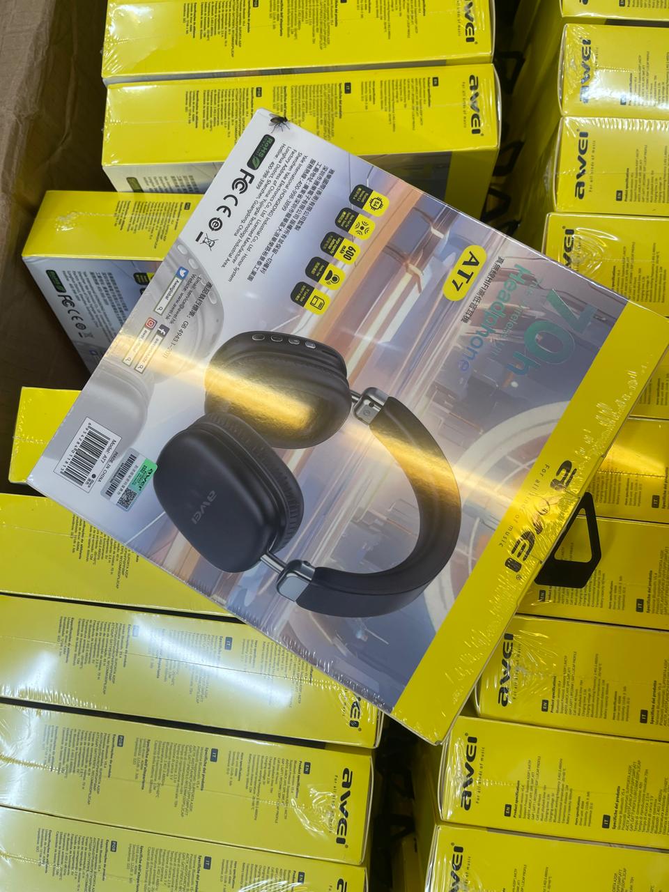 Awei AT7 True Wireless Hifi Overhead Earphone with 70hour music playback Time. 