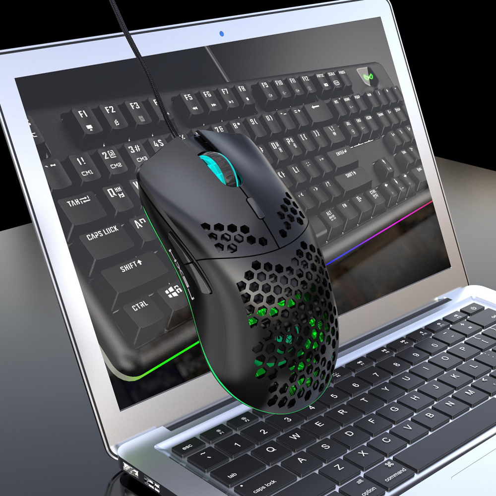 New HXSJ J900 USB Wired Gaming Mouse RGB Gaming Mouse with Six Adjustable DPI Cellular Hollow Ergonomic Design for Desktop. 