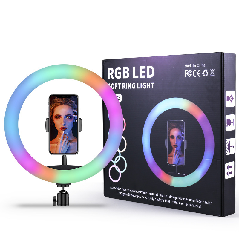 12" RGB LED Soft Ring Light with 7Fit Stand With Universal USB Plug Interface for Photography Makeup YouTube Video Shooting. 